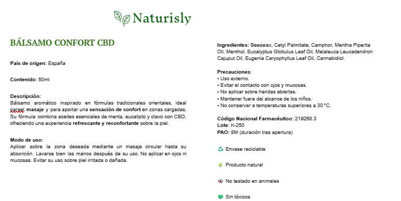 Bálsamo Confort CBD | Naturisly