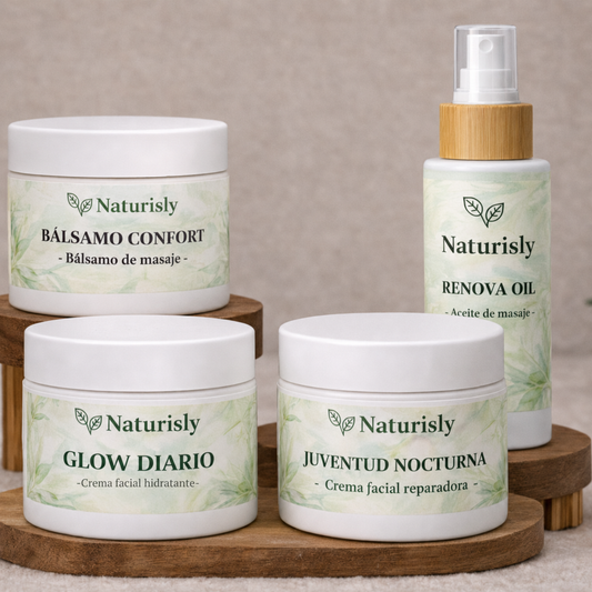Pack Total Naturisly con productos de cuidado facial y corporal