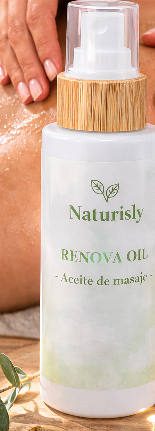Aplicación de Renova Oil Naturisly en masaje corporal