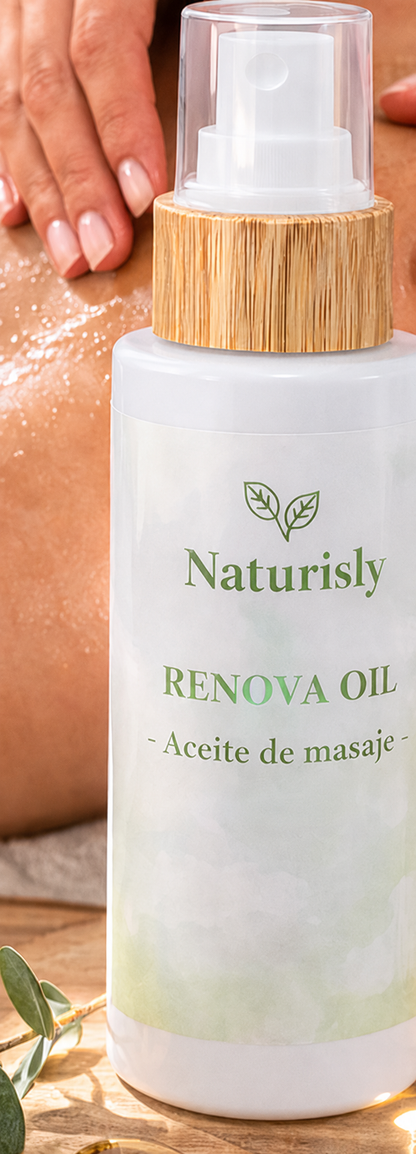 Aplicación de Renova Oil Naturisly en masaje corporal